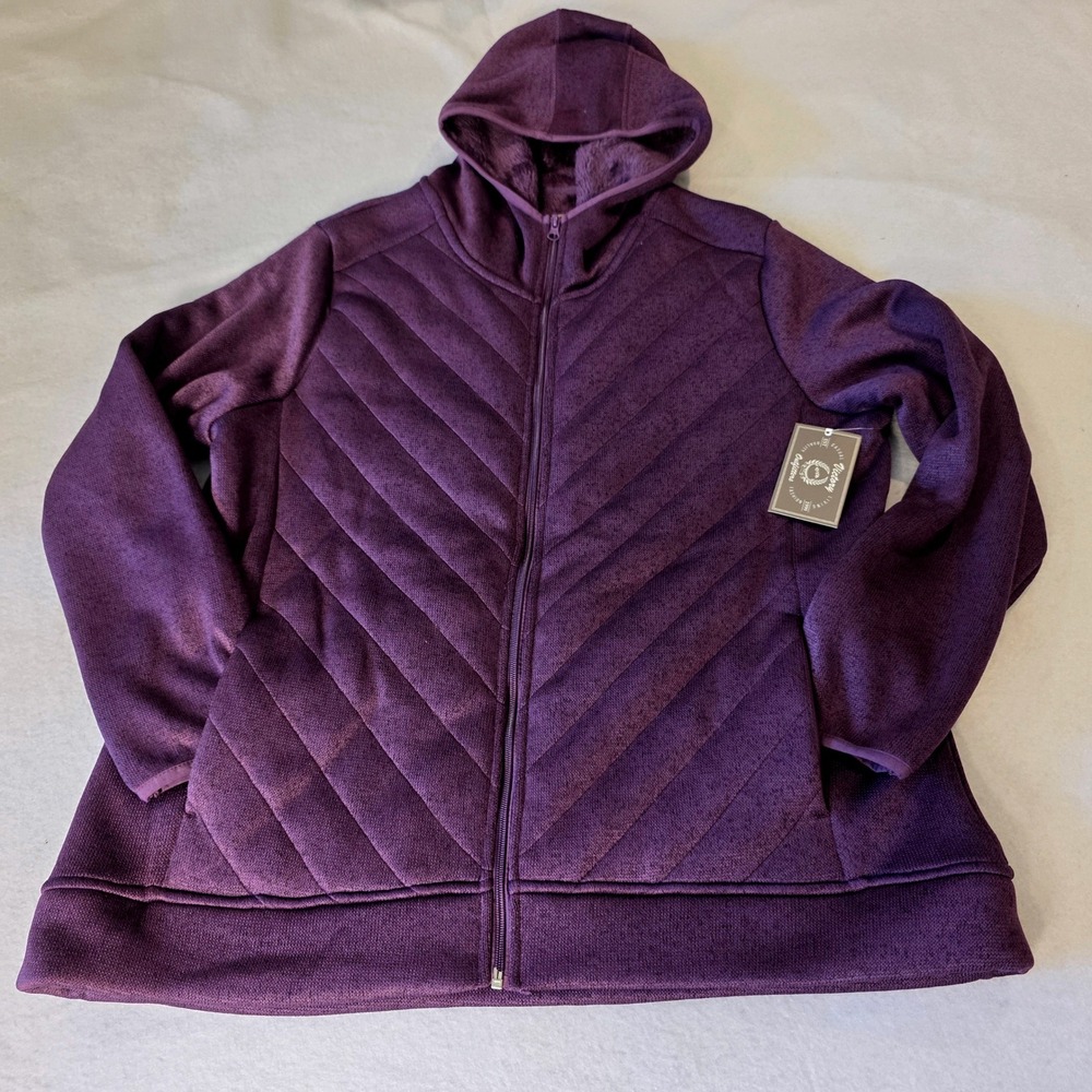 Victory Outfitters Purple Quilted Fleece Lined Hooded Jacket Womens Large 19001